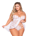 Plus Size Eyelash Lace Babydoll & G-String Set with Underwire Balconette Bra Support Babydoll Dreamgirl International 