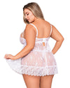 Plus Size Eyelash Lace Babydoll & G-String Set with Underwire Balconette Bra Support Babydoll Dreamgirl International 