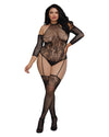 Plus Size Fishnet Teddy Bodystocking with 3/4 Length Sleeves Bodystocking Dreamgirl International 