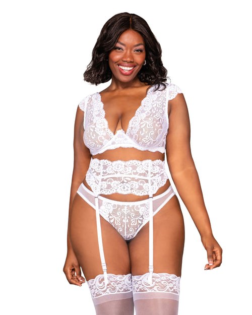 Plus Size Garterbelt & Panty Set with Keyhole & Satin Bow Back Detail Garter Belts Dreamgirl International 
