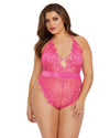 Plus Size Halter Teddy with Sequin Embroidery & Velvet Waistband Teddy Dreamgirl International 