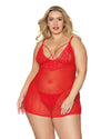 Plus Size Lace and Mesh Babdoll and G-string Set LINGERIE BABYDOLL Dreamgirl International 