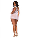Plus Size Lace Mesh Babydoll & G-String Set with Exposed Underwire Cup Detail Babydoll Dreamgirl International 