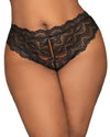 Plus Size Lace Tanga Open Crotch Panty with Open Back Detail Panty Dreamgirl International 1X Black 