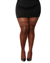 Plus Size Laced Stay-up Sheer Thigh High Thigh Highs Dreamgirl International One Size Queen Espresso 