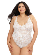 Plus Size Mosaic Lace Teddy & Sheer Skirt Teddy Dreamgirl International 