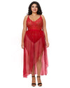 Plus Size Mosaic Lace Teddy & Sheer Skirt Teddy Dreamgirl International 