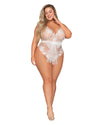 Plus Size Open Back Halter Teddy with Delicate Embroidery & Gold Ring Details Teddy Dreamgirl International 