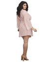 Plus Size Pink Leopard Print Chiffon Robe with Set-In Belt Robe Dreamgirl International 