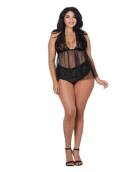 Plus Size Retro Lace & Mesh Flyaway Babydoll Babydoll Dreamgirl International 