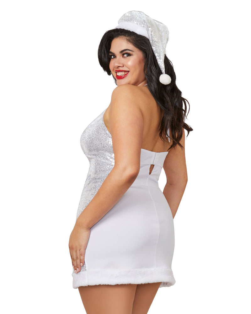 Plus Size Santa Chemise With Silver Sequin Mesh & Lining Chemise Dreamgirl International 