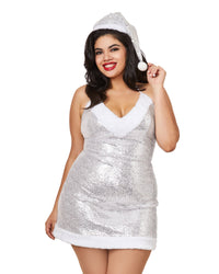 Plus Size Santa Chemise With Silver Sequin Mesh & Lining Chemise Dreamgirl International 