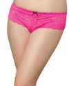 Plus Size Satin Bow Crotchless Boyshort Panty Dreamgirl International 1X/2X Hot Pink 