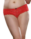 Plus Size Satin Bow Crotchless Boyshort Panty Dreamgirl International 1X/2X Ruby 