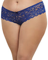 Plus Size Satin Bow Crotchless Boyshort Panty Dreamgirl International 1X/2X Sapphire 