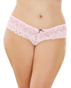 Plus Size Satin Bow Crotchless Boyshort Panty Dreamgirl International 1X/2X Vintage Pink 