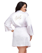 Plus Size Satin Charmeuse Bride Robe with Front Tie Belt Robe Dreamgirl International 