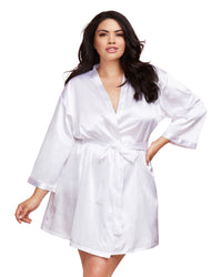 Plus Size Satin Charmeuse Bride Robe with Front Tie Belt Robe Dreamgirl International 