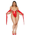 Plus Size Satin Gift Wrap Teddy with Matching Restraints LINGERIE TEDDIE Dreamgirl International 