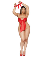 Plus Size Satin Gift Wrap Teddy with Matching Restraints LINGERIE TEDDIE Dreamgirl International 