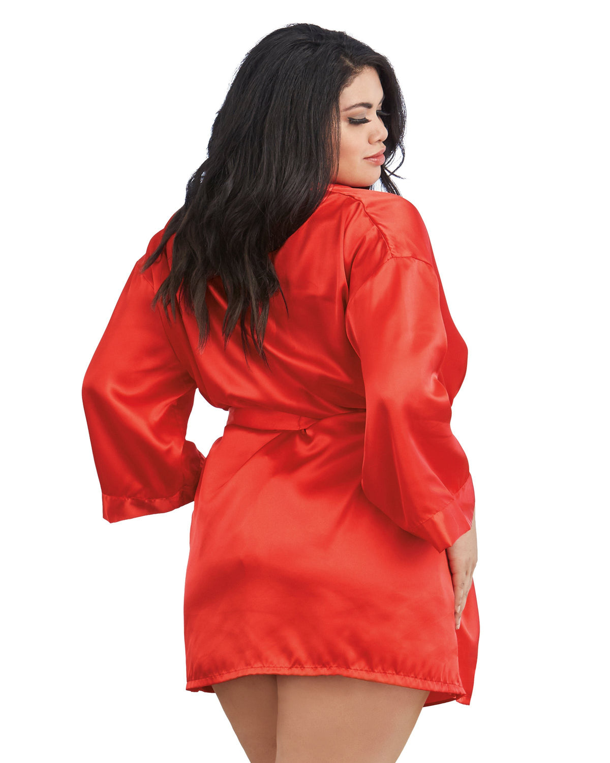 Plus Size Satin Robe & Chemise Set Robe Dreamgirl International