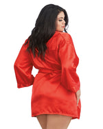 Plus Size Satin Robe & Chemise Set Robe Dreamgirl International 