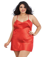 Plus Size Satin Robe & Chemise Set Robe Dreamgirl International 