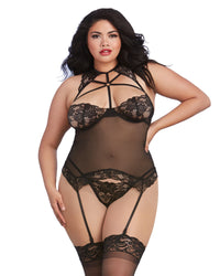 Plus Size Scalloped Bustier-Styled Strappy Garter Lingerie Bustier Dreamgirl International 