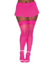 Plus Size Sheer Thigh High Stockings with Back Seam Thigh Highs Dreamgirl International One Size Queen Hot Pink 