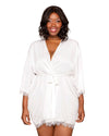 Plus Size Silky Satin Charmeuse Robe with Attached Belt & Screen-Printed "Mrs." Back Detail Robes Dreamgirl International 