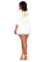 Plus Size Silky Satin Charmeuse Robe with Attached Belt & Screen-Printed "Mrs." Back Detail Robes Dreamgirl International 