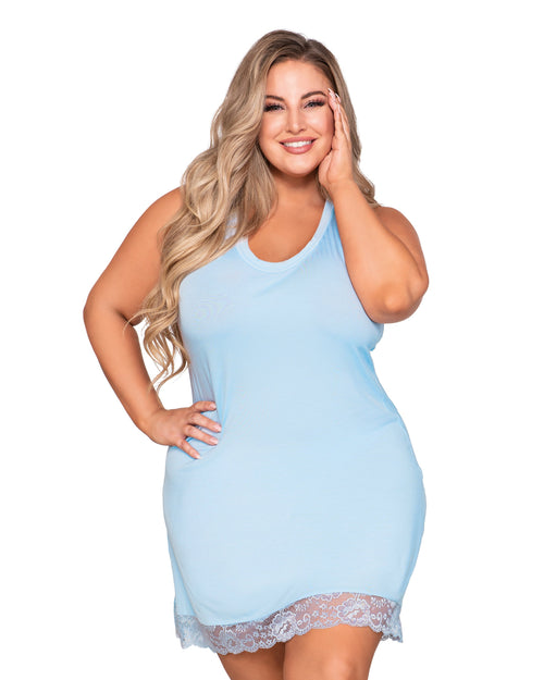 Plus Size Soft Knit Jersey Sleepwear Chemise with Scoop Neckline Sleepwear Chemise Dreamgirl International 