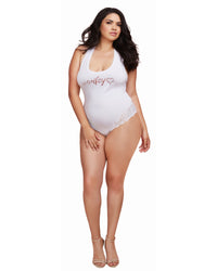 Plus Size Soft Spandex Jersey "Wifey" Bodysuit with Thong Back Bodysuit Dreamgirl International 