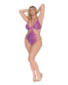Plus Size Strappy Lace Teddy with Heart Shaped Hardware Dreamgirl International 