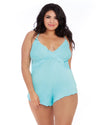 Plus Size Stretch Jersey Romper with Stretch Galloon Lace Underbust Sleepwear Romper Dreamgirl International 