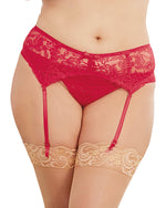 Plus Size Stretch Lace Garter Belt Garter Belt Dreamgirl International One Size Queen Red 