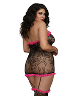 Plus Size Stretch Lace Halter Garter Dress with Ruffled Lace Accents Garter Dress Dreamgirl International 