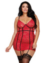 Plus Size Stretch Lace Underwire Garter Slip with G-String Garter Slip Dreamgirl International 