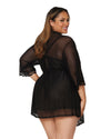 Plus Size Stretch Mesh Chemise & Robe Set Robes Dreamgirl International 