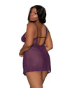 Plus Size Stretch Mesh Chemise & Robe Set Robes Dreamgirl International 