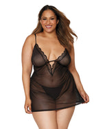 Plus Size Stretch Mesh Chemise & Robe Set Robes Dreamgirl International 