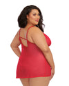 Plus Size Stretch Mesh Chemise & Robe Set with Scalloped Lace Trim Throughout Robes Dreamgirl International 
