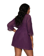 Plus Size Stretch Mesh Chemise & Robe Set with Scalloped Lace Trim Throughout Robes Dreamgirl International 