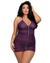 Plus Size Stretch Mesh Chemise with Shirring Details Chemise Dreamgirl International 