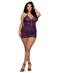 Plus Size Stretch Mesh Chemise with Shirring Details Chemise Dreamgirl International 