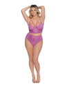 Plus Size Stretch Mesh & Galloon Lace Bustier Set Dreamgirl International 