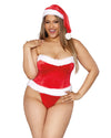 Plus Size Stretch Velvet and Faux Fur Trim Santa Corset Set LINGERIE CORSET Dreamgirl International 