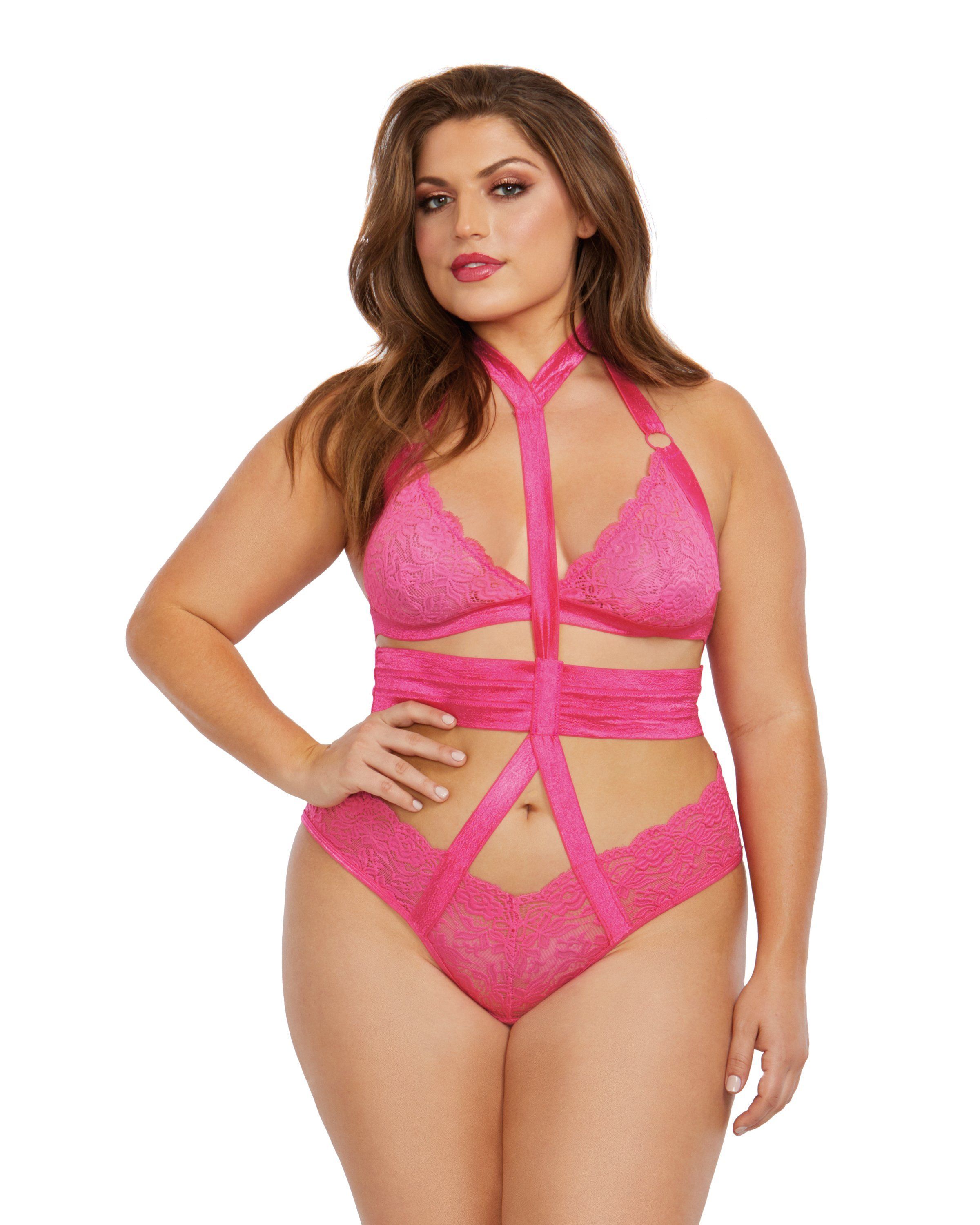 Plus Size Two-Piece Collared Bralette & Panty Playset Dreamgirl International 