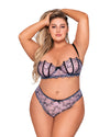 Plus Size Underwire Bra & G-String Set with Delicate Embroidery & Strappy Back G-String Babydoll Dreamgirl International 