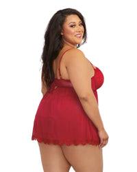 Plus Size Underwire Push Up Cup Babydoll with Stretch Mesh Skirt Dreamgirl International 
